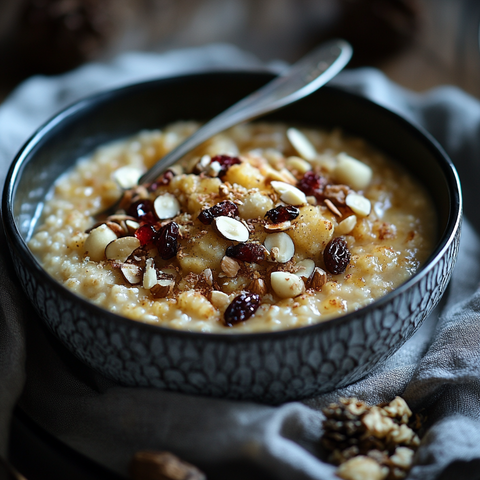 Hafermilch-Safran-Porridge mit gerösteten Nüssen