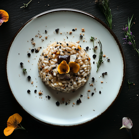 Umami trifft Pflanzenkraft: Schwarzer-Knoblauch-Risotto mit Mølk Like Milk Regular