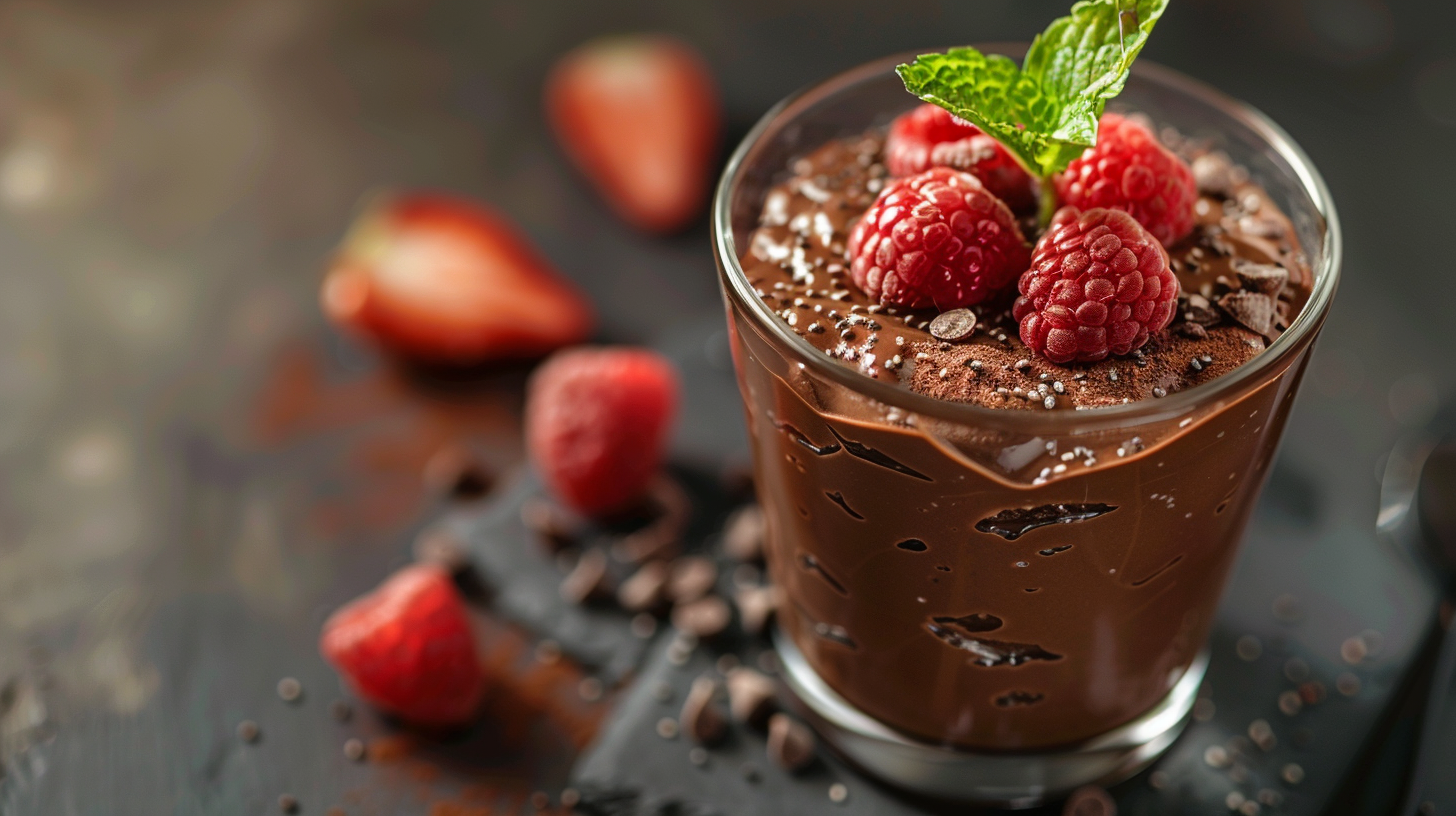 Vegane Schoko-Avocado-Mousse mit Mølk Barista Hafermilch und Chia-Same ... Vegane Schoko-Avocado-Mousse mit Mølk Barista Hafermilch und Chia-Same ...