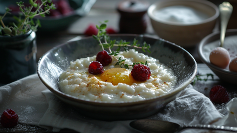 Hafermilch-Grießbrei mit Bratapfelkompott