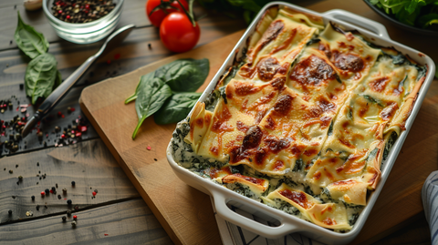 Vegane Spinat-Lasagne mit Mølk Barista Hafermilch-Béchamelsauce