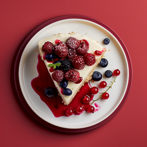 Hafermilch-Käsekuchen mit Beeren