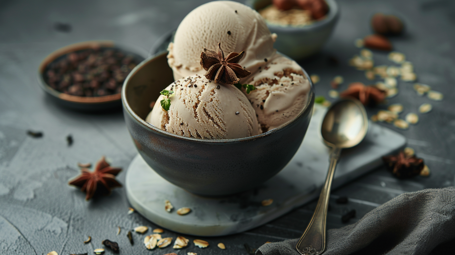 Veganes Chai-Hafermilch-Eis mit gerösteten Pistazien – Moelk Company