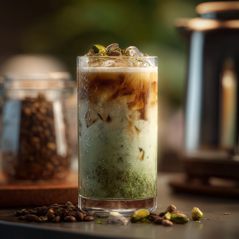 Pistachio Iced Latte mit Mølk Barista & Dattel-Sirup