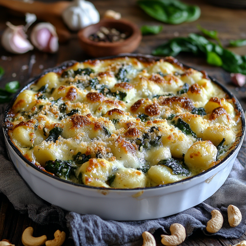 Herzhaft trifft cremig: Hafermilch-Gnocchi-Auflauf mit Spinat und Cashew-Creme 🥬✨