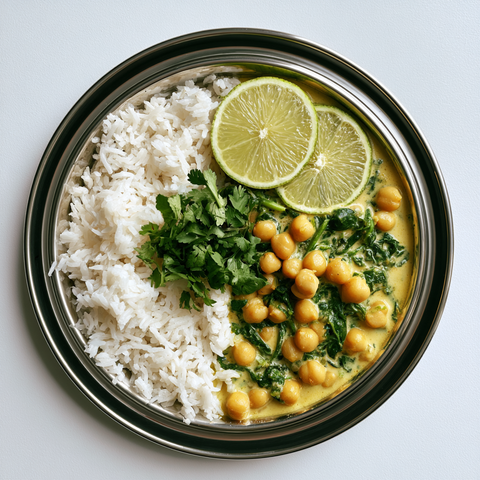 Kokos-Curry mit Kichererbsen & Spinat