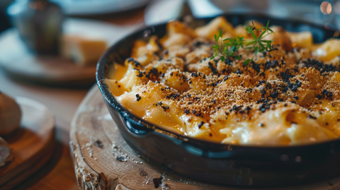 Vegane Trüffel-Mac’n’Cheese mit Blumenkohl und Mølk Barista Hafermilch
