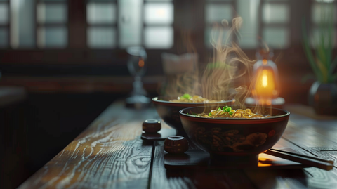 Pikante Hafermilch-Ramen mit Miso und Shiitake